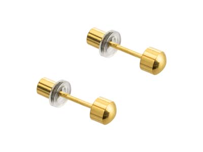 Safe Pierce Pro 24ct Gold Plated   4mm Full Moon Ball Hat Back Ear    Piercing Studs