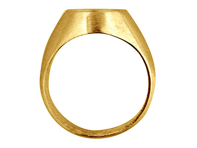9ct Yellow Gold Rubover Ring       Single Stone Oval Hallmarked Stone Size 12x10mm Size Q Open Back And  Hollowed Shoulders - Standard Image - 2