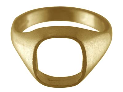 9ct Yellow Gold Rubover Ring       Single Stone Hallmarked Stone Size 12x10mm Cushion Size S Open Back,  100% Recycled Gold - Standard Image - 1