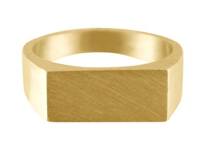 9ct Yellow Gold Initial Ringrect   14x8mm Hallmarked Head Depth 1.5mm Size O, 100% Recycled Gold - Standard Image - 1