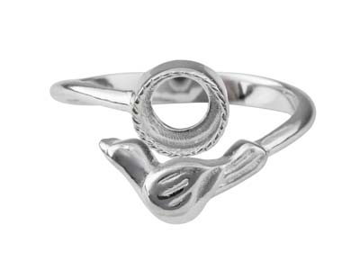 Sterling Silver Adjustable Ring    With Bird And 6mm Cup
