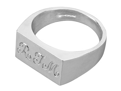 Sterling Silver Initial Square Ring Hallmarked 12x12mm Head Depth 2.8mm Size T - Standard Image - 3