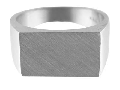 Sterling Silver Initial Rectangular Ring 17x11mm Hallmarked Head Depth  2.1mm Size R, 100% Recycled Silver - Standard Image - 1