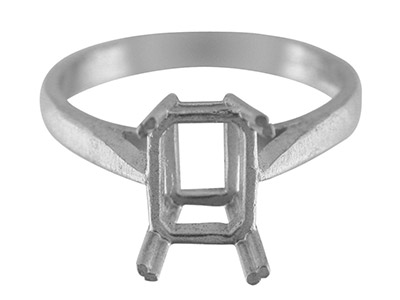 Sterling Silver Dress Octagonal    Ring 8x6mm Hallmarked Size N - Standard Image - 1
