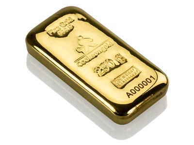 Fine Gold Bar 250gm Cast UK Design  With A Serial Number, 100% Recycled Gold - Standard Image - 1