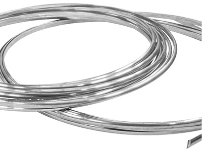 18ct White Gold D Shape Wire 2.30mm X 1.50mm Fully Annealed, 100       Recycled Gold