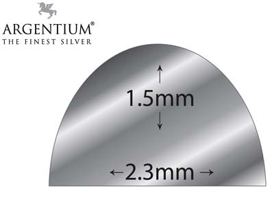 Argentium 940 Silver D Shape 2.3mm X 1.5mm - Standard Image - 2