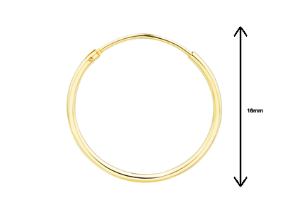 Gold Filled Creole Sleeper Hoops   16mm Pack of 2 - Standard Image - 2