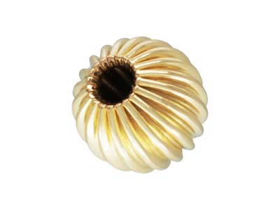 Gold Filled Corrugated Round 2 Hole Bead 5mm Pack of 5