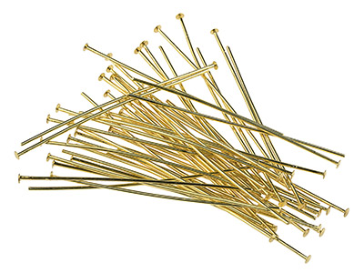Gold Plated Head Pins 50mm         Pack of 50