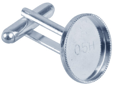 Silver Plated Cufflink             With Millgrain Cup 15mm Round      Pack of 6