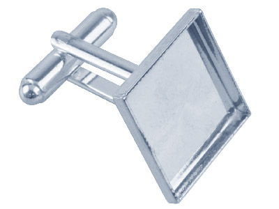 Silver Plated Cufflink 17mm Square Cup Pack of 6