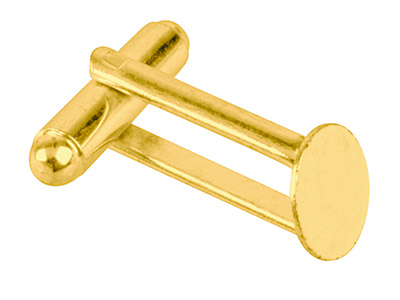 Gold Plated Cufflink With 9mm Flat Pad Pack of 6