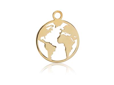 9ct Yellow Gold World Map 10mm,    100% Recycled Gold - Standard Image - 1