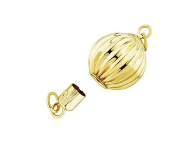 9ct Yellow Gold Corrugated Ball    Clasp 10mm With Twist Lock