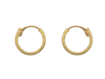9ct Yellow Gold Creole Sleeper     Superlight 8mm Hoops, Pack of 2,   100 Recycled Gold