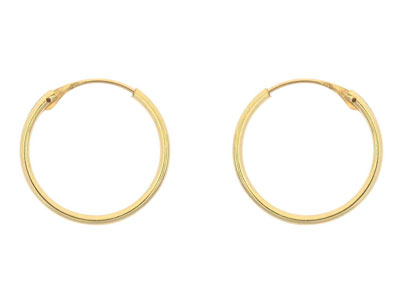 9ct Yellow Gold Creole Sleeper     Superlight 14mm Hoops, Pack of 2,  100% Recycled Gold - Standard Image - 1