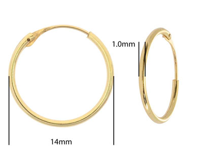 9ct Yellow Gold Creole Sleeper     Superlight 14mm Hoops, Pack of 2,  100% Recycled Gold - Standard Image - 2