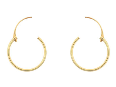 9ct Yellow Gold Creole Sleeper     Superlight 14mm Hoops, Pack of 2,  100% Recycled Gold - Standard Image - 4