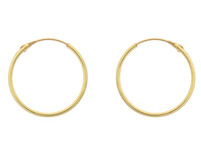 9ct Yellow Gold Creole Sleeper     Superlight 16mm Hoops, Pack of 2,  100% Recycled Gold - Standard Image - 1