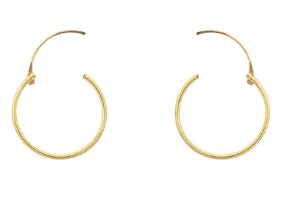 9ct Yellow Gold Creole Sleeper     Superlight 16mm Hoops, Pack of 2,  100% Recycled Gold - Standard Image - 4