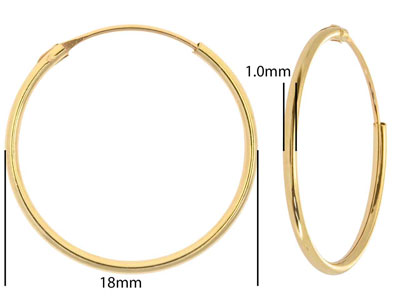9ct Yellow Gold Creole Sleeper     Superlight 18mm Hoops, Pack of 2,  100% Recycled Gold - Standard Image - 2