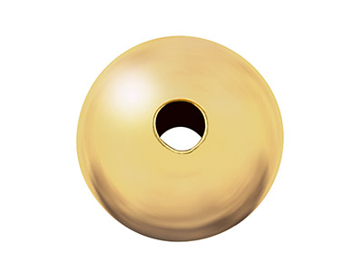 9ct Yellow Gold Plain Round 6mm 2  Hole Bead Light Weight