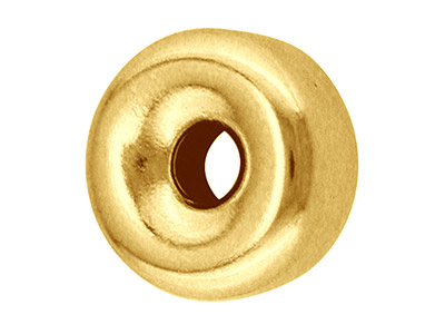 9ct Yellow Gold Plain Flat 3mm 2   Hole Bead Light Weight - Standard Image - 1