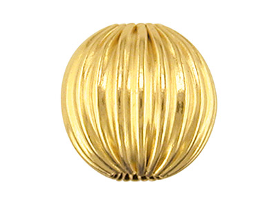 9ct Yellow Gold Corrugated Round   5mm 2 Hole Bead