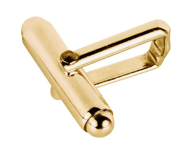9ct Yellow Gold Assembled Cuff Link Fitting Round Bar With U Arm Plain - Standard Image - 1