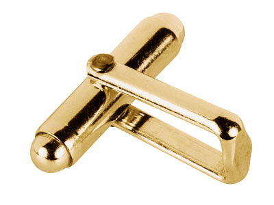 9ct Yellow Gold Assembled Cuff Link Fitting Round Bar With U Arm Plain - Standard Image - 2