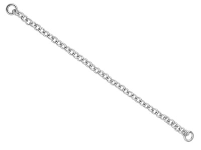 9ct White Gold 1.8mm Trace         Safety Chain For Bracelet          6.5cm2.6, 100 Recycled Gold