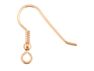 9ct Red Gold Hook Wire With Bead,  100% Recycled Gold - Standard Image - 1