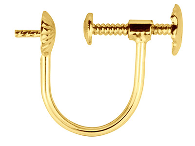 18ct Yellow Gold Ear Screw Cup And Peg 4mm Round Wire Unplannished    Shank - Standard Image - 1