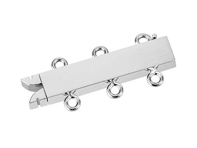 18ct White Gold 3 Row Clasp        Polished 18mm