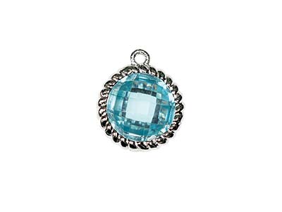Sterling Silver Twisted Round Drop Aqua Cubic Zirconia 8mm