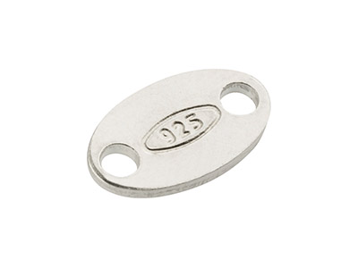 Sterling Silver Oval Hallmark Tag  Pack of 10, Stamped 925