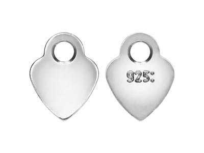 Sterling Silver Heart Hallmark     Quality Tags 3.5mm Pack of 10