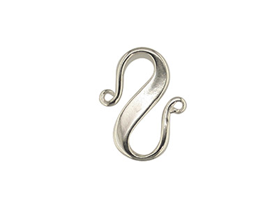 Sterling Silver S Hook Clasp     14mm, Plain Finish