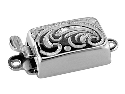 Sterling Silver 10mm Rectangular   Engrave Clasp 10x4.5mm             Rectangle-top Engraved