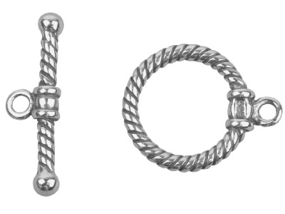 Sterling Silver Oxidised Ring And  Bar Clasp 23mm Bar, 15mm Toggle - Standard Image - 1