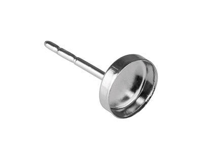 Sterling Silver Round Ear Stud,    Pack of 6, 5mm Bezel Set - Standard Image - 1