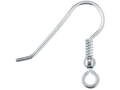 Sterling Silver Hook Wires,        Pack of 6, With Bead And Loop - Standard Image - 1