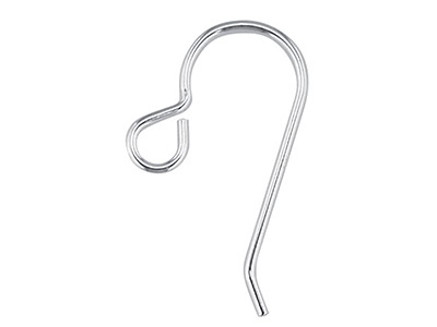 Sterling Silver Hook Wire Plain,   Pack of 20, With Inward Turn Loop - Standard Image - 1