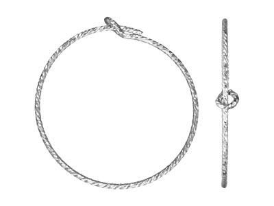 Sterling Silver Sparkle Beading    Hoop Earrings 20mm Pack of 6 - Standard Image - 1