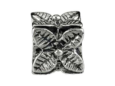 Sterling Silver Flower Cube Charm  Bead