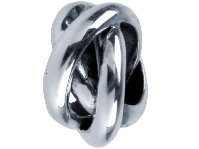 Sterling Silver Oxidised Knot      Design Charm Bead - Standard Image - 1