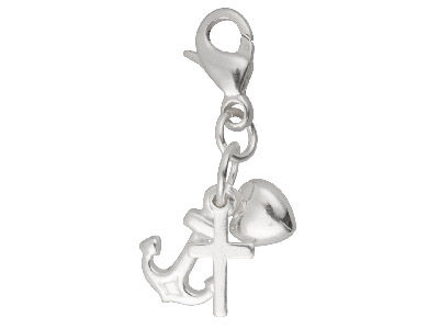 Sterling Silver Faith Hope And     Charity Charm With 11m Carabiner   Trigger Clasp - Standard Image - 1