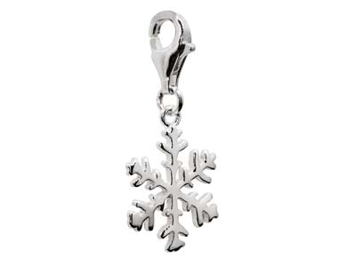 Sterling Silver Snowflake Design   Charm With Carabiner Trigger Clasp - Standard Image - 2