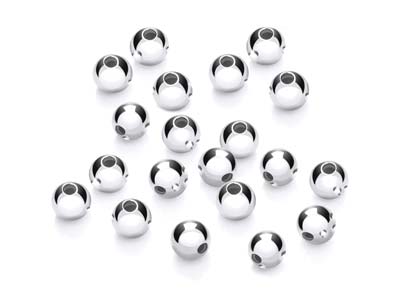 Argentium 960 Silver Beads Plain   Round 4mm Pack of 20 2 Hole Bead - Standard Image - 2